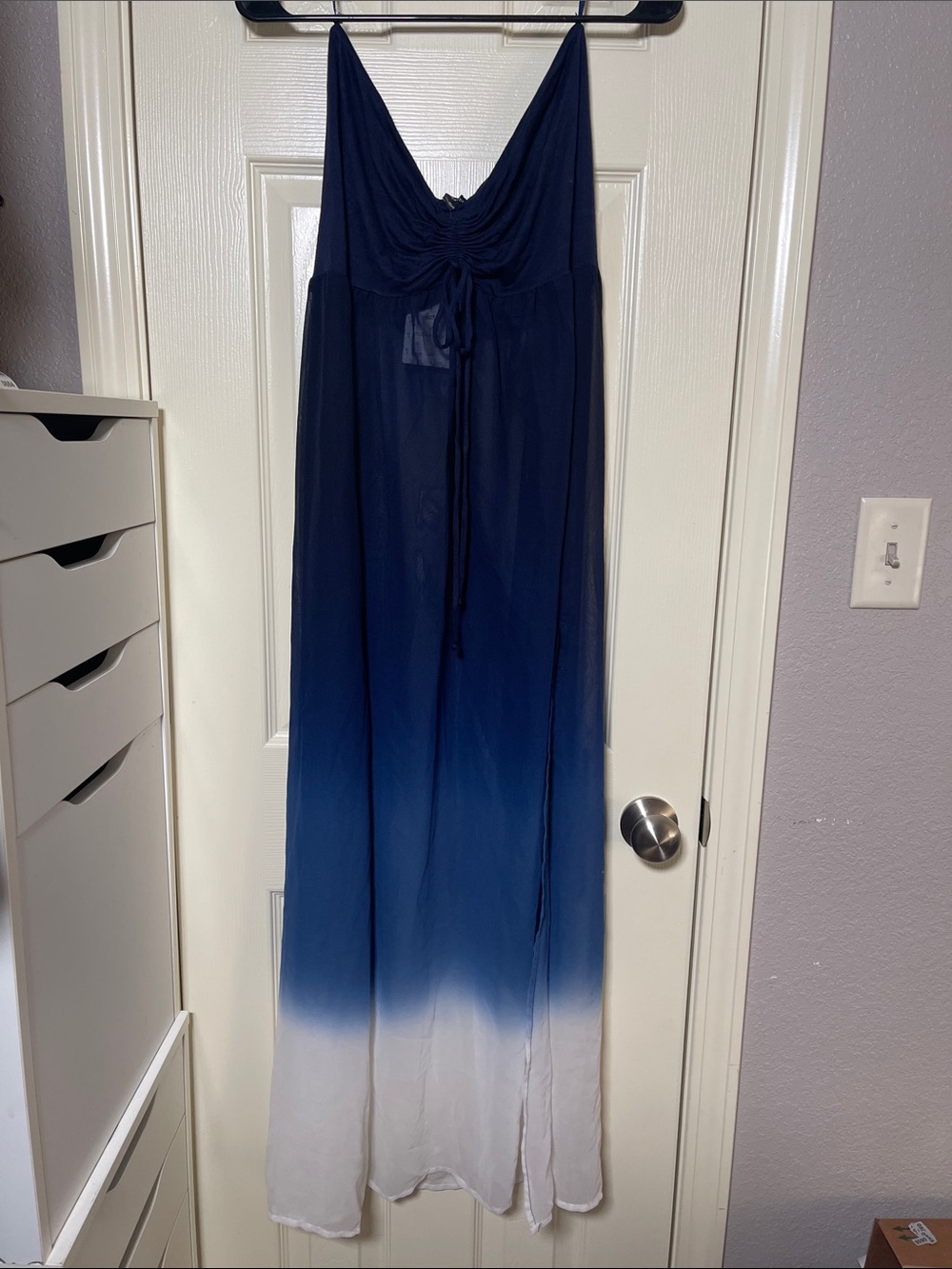 Raviya Navy to White Ombre Maxi Cover-Up Dress
